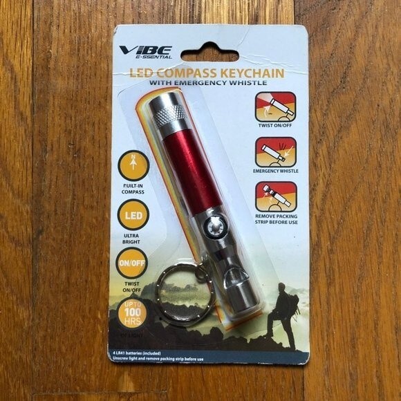 1x LED red / blue compass keychain - Picture 1 of 5